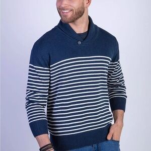 Chaps Men's Blue and White Striped Crewneck Sweater size XL